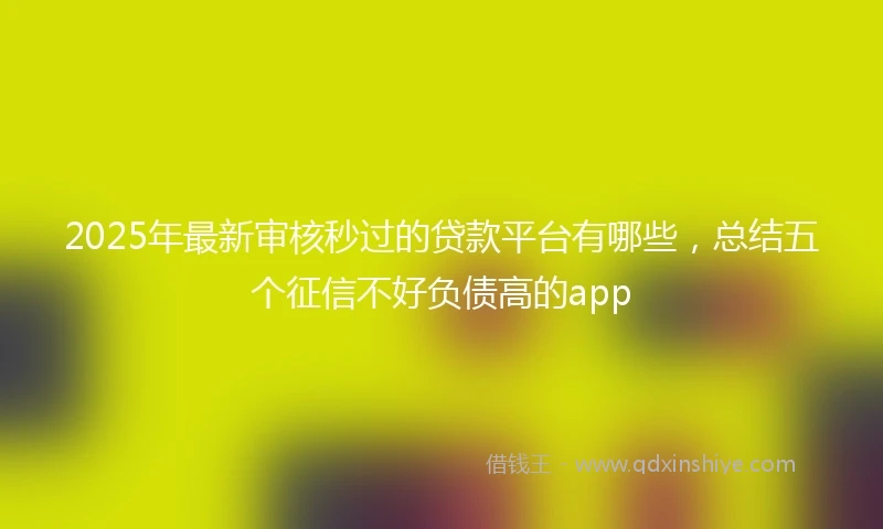 2025年最新审核秒过的贷款平台有哪些，总结五个征信不好负债高的app