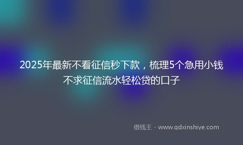 2025年最新不看征信秒下款，梳理5个急用小钱不求征信流水轻松贷的口子