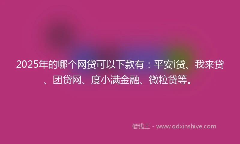 2025年的哪个网贷可以下款有：平安i贷、我来贷、团贷网、度小满金融、微粒贷等。