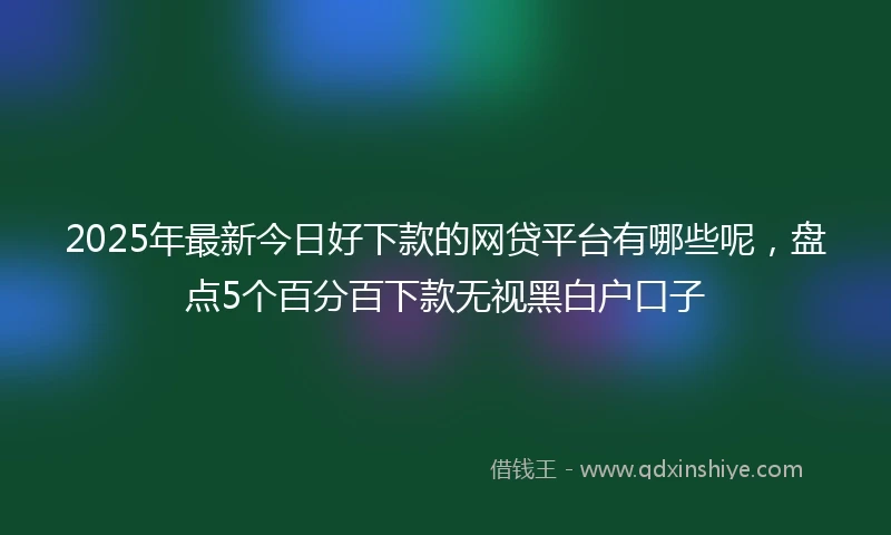 2025年最新今日好下款的网贷平台有哪些呢，盘点5个百分百下款无视黑白户口子