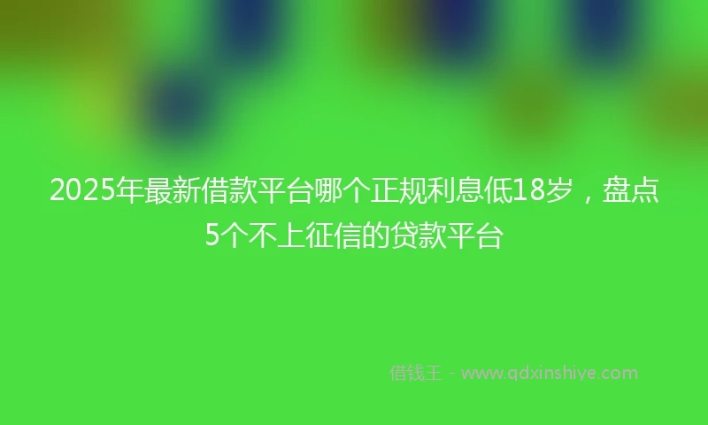 2025年最新借款平台哪个正规利息低18岁，盘点5个不上征信的贷款平台