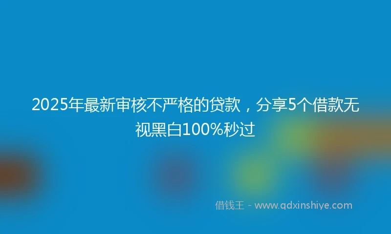 2025年最新审核不严格的贷款，分享5个借款无视黑白100%秒过