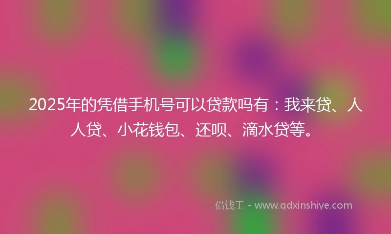 2025年的凭借手机号可以贷款吗有：我来贷、人人贷、小花钱包、还呗、滴水贷等。