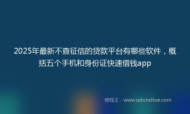 2025年最新不查征信的贷款平台有哪些软件，概括五个手机和身份证快速借钱app