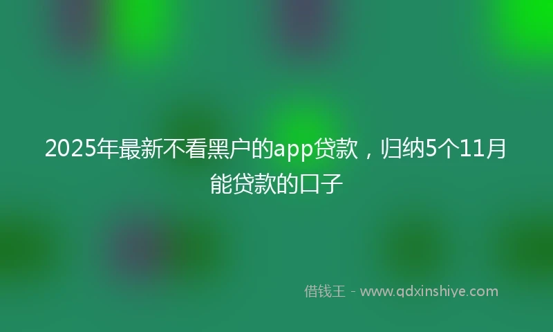 2025年最新不看黑户的app贷款，归纳5个11月能贷款的口子