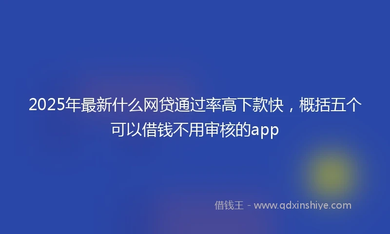 2025年最新什么网贷通过率高下款快，概括五个可以借钱不用审核的app