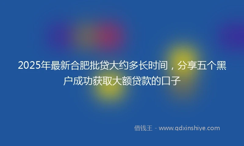 2025年最新合肥批贷大约多长时间，分享五个黑户成功获取大额贷款的口子