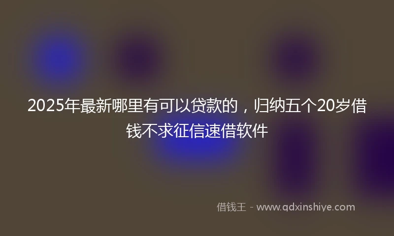 2025年最新哪里有可以贷款的，归纳五个20岁借钱不求征信速借软件