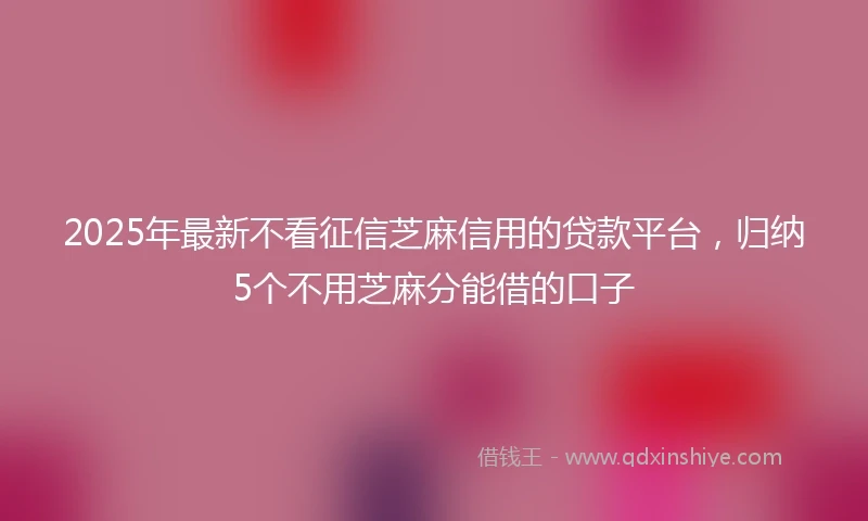 2025年最新不看征信芝麻信用的贷款平台，归纳5个不用芝麻分能借的口子
