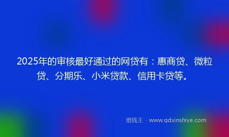 2025年的审核最好通过的网贷有：惠商贷、微粒贷、分期乐、小米贷款、信用卡贷等。