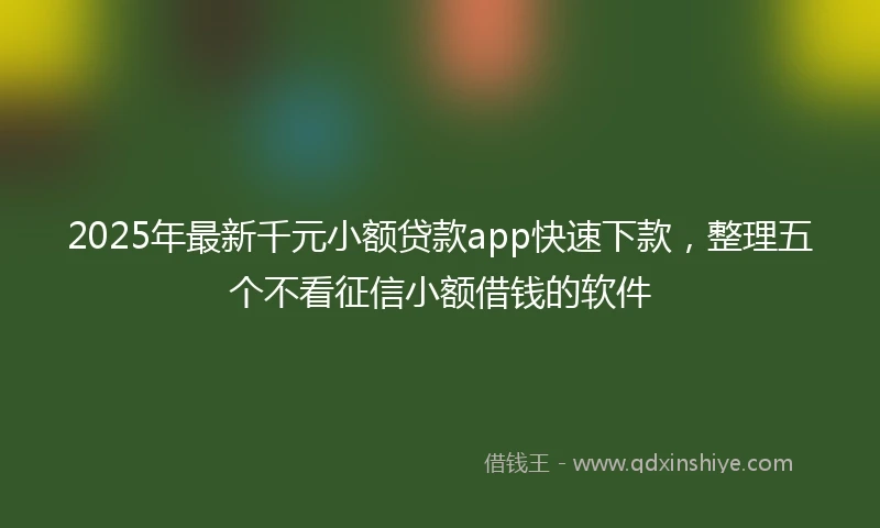 2025年最新千元小额贷款app快速下款，整理五个不看征信小额借钱的软件