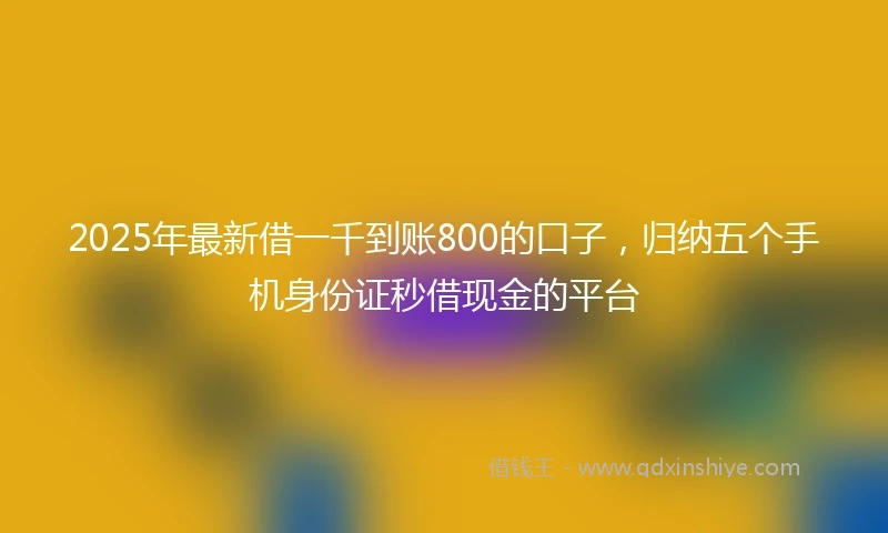 2025年最新借一千到账800的口子，归纳五个手机身份证秒借现金的平台