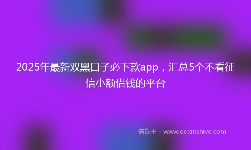 2025年最新双黑口子必下款app，汇总5个不看征信小额借钱的平台