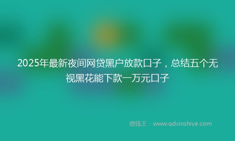 2025年最新夜间网贷黑户放款口子，总结五个无视黑花能下款一万元口子