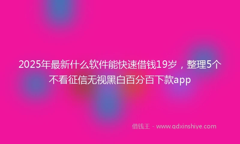2025年最新什么软件能快速借钱19岁，整理5个不看征信无视黑白百分百下款app