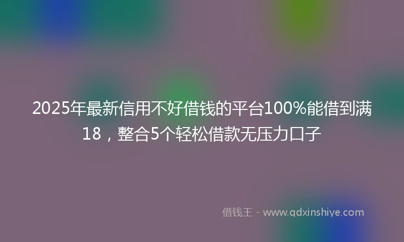 2025年最新信用不好借钱的平台100%能借到满18，整合5个轻松借款无压力口子