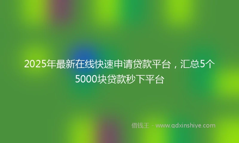 2025年最新在线快速申请贷款平台，汇总5个5000块贷款秒下平台