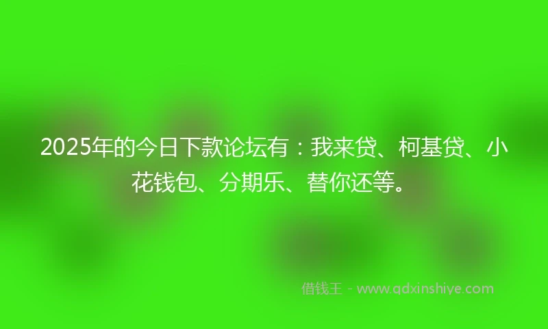 2025年的今日下款论坛有：我来贷、柯基贷、小花钱包、分期乐、替你还等。