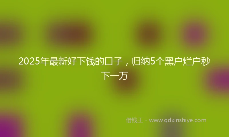 2025年最新好下钱的口子，归纳5个黑户烂户秒下一万
