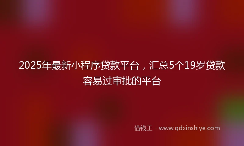 2025年最新小程序贷款平台，汇总5个19岁贷款容易过审批的平台