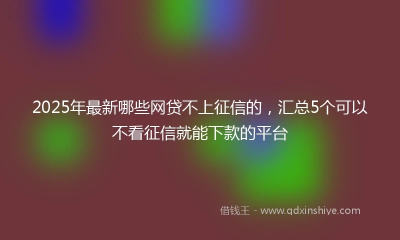 2025年最新哪些网贷不上征信的，汇总5个可以不看征信就能下款的平台