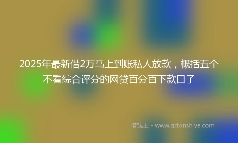 2025年最新借2万马上到账私人放款，概括五个不看综合评分的网贷百分百下款口子