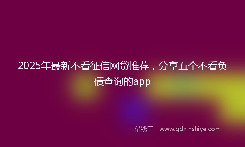 2025年最新不看征信网贷推荐，分享五个不看负债查询的app