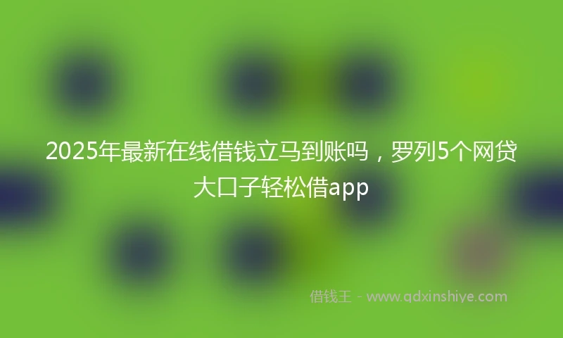 2025年最新在线借钱立马到账吗，罗列5个网贷大口子轻松借app