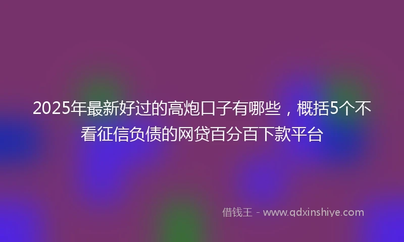 2025年最新好过的高炮口子有哪些，概括5个不看征信负债的网贷百分百下款平台