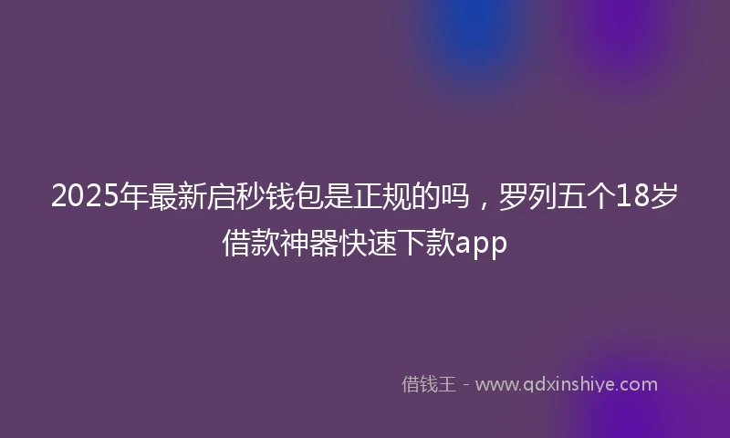 2025年最新启秒钱包是正规的吗，罗列五个18岁借款神器快速下款app