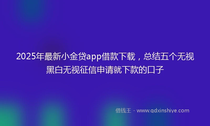 2025年最新小金贷app借款下载，总结五个无视黑白无视征信申请就下款的口子