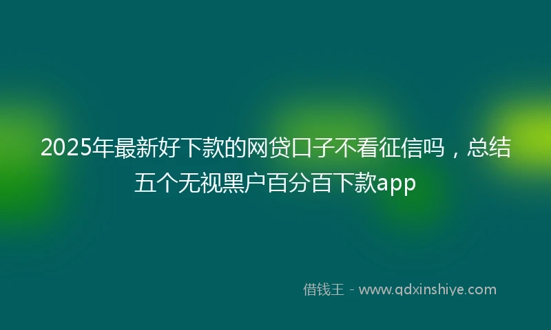 2025年最新好下款的网贷口子不看征信吗，总结五个无视黑户百分百下款app