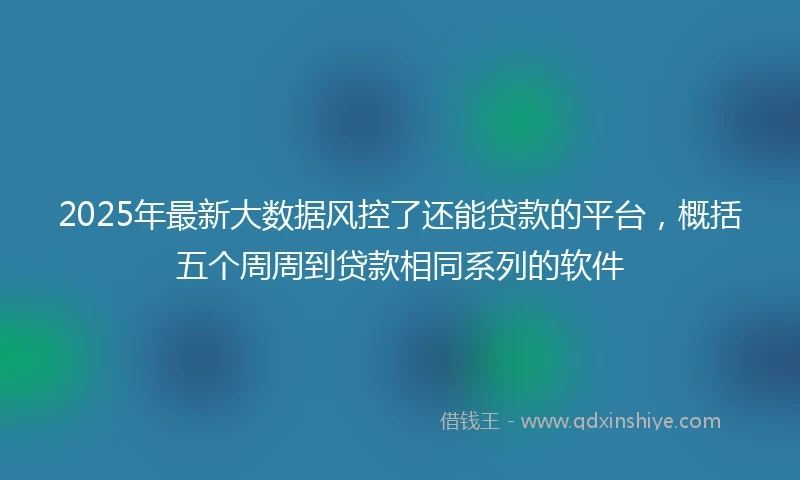 2025年最新大数据风控了还能贷款的平台，概括五个周周到贷款相同系列的软件