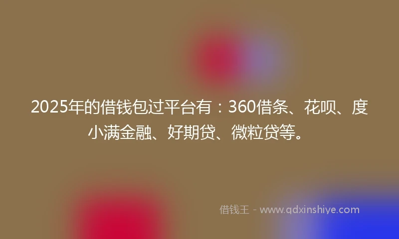 2025年的借钱包过平台有：360借条、花呗、度小满金融、好期贷、微粒贷等。