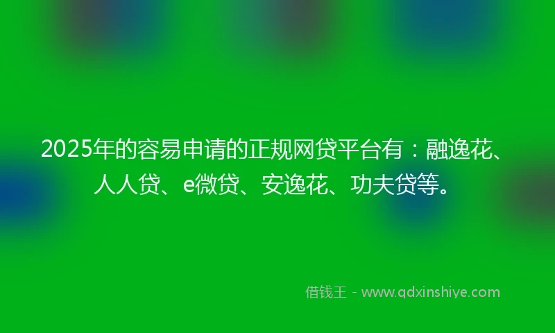 2025年的容易申请的正规网贷平台有：融逸花、人人贷、e微贷、安逸花、功夫贷等。