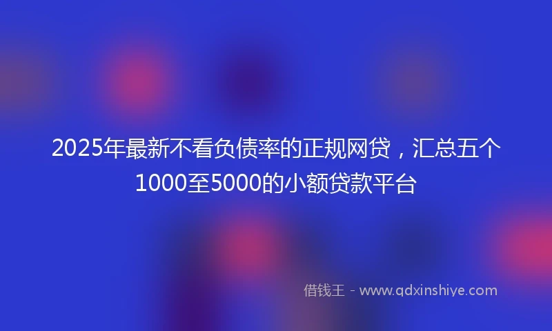 2025年最新不看负债率的正规网贷，汇总五个1000至5000的小额贷款平台
