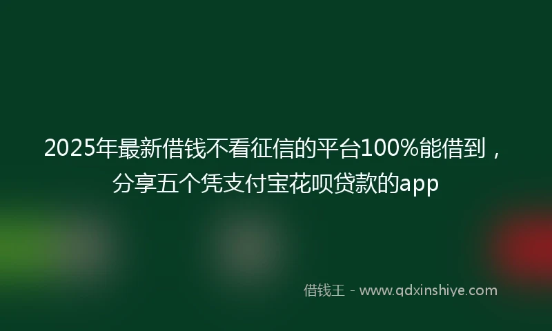 2025年最新借钱不看征信的平台100%能借到，分享五个凭支付宝花呗贷款的app