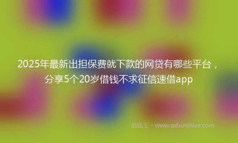 2025年最新出担保费就下款的网贷有哪些平台，分享5个20岁借钱不求征信速借app