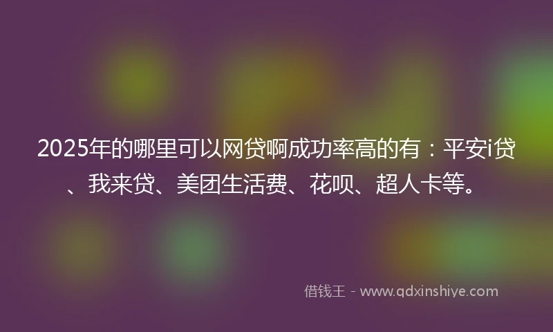 2025年的哪里可以网贷啊成功率高的有：平安i贷、我来贷、美团生活费、花呗、超人卡等。