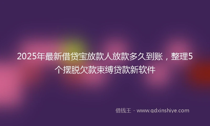 2025年最新借贷宝放款人放款多久到账，整理5个摆脱欠款束缚贷款新软件