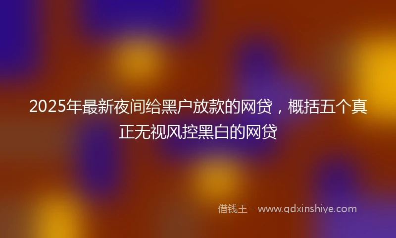 2025年最新夜间给黑户放款的网贷，概括五个真正无视风控黑白的网贷