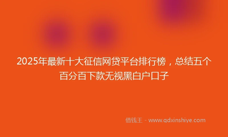 2025年最新十大征信网贷平台排行榜，总结五个百分百下款无视黑白户口子