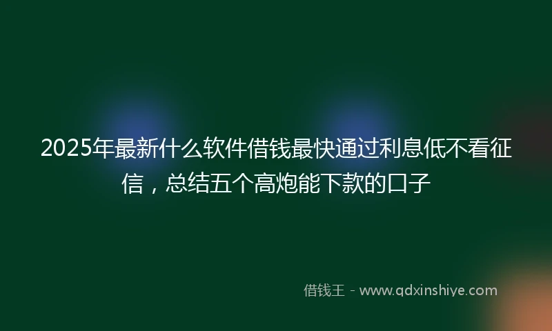 2025年最新什么软件借钱最快通过利息低不看征信，总结五个高炮能下款的口子
