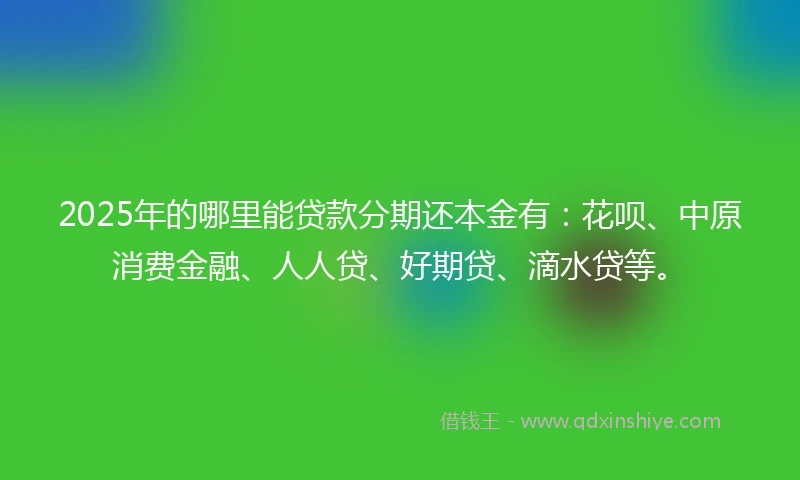 2025年的哪里能贷款分期还本金有：花呗、中原消费金融、人人贷、好期贷、滴水贷等。