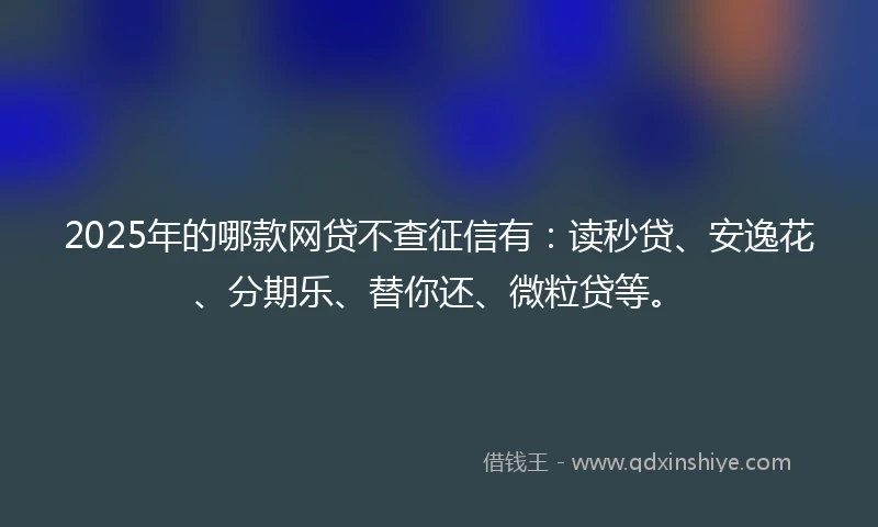 2025年的哪款网贷不查征信有：读秒贷、安逸花、分期乐、替你还、微粒贷等。