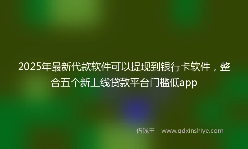 2025年最新代款软件可以提现到银行卡软件，整合五个新上线贷款平台门槛低app