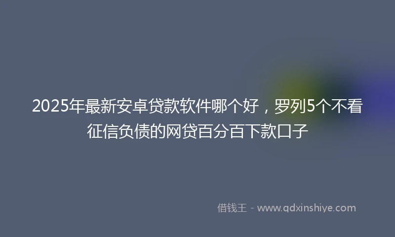 2025年最新安卓贷款软件哪个好，罗列5个不看征信负债的网贷百分百下款口子