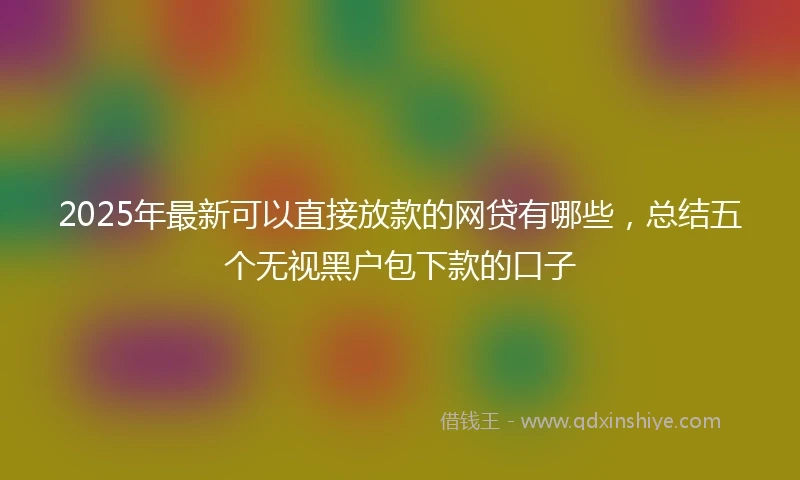 2025年最新可以直接放款的网贷有哪些，总结五个无视黑户包下款的口子