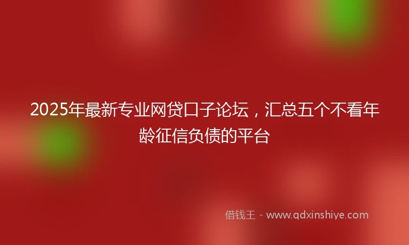 2025年最新专业网贷口子论坛，汇总五个不看年龄征信负债的平台