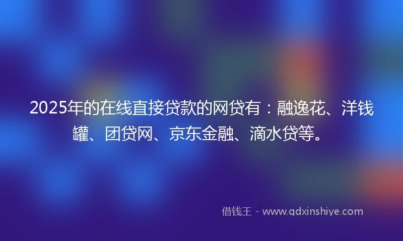2025年的在线直接贷款的网贷有：融逸花、洋钱罐、团贷网、京东金融、滴水贷等。
